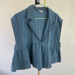 Anthropologie loose denim peplum top